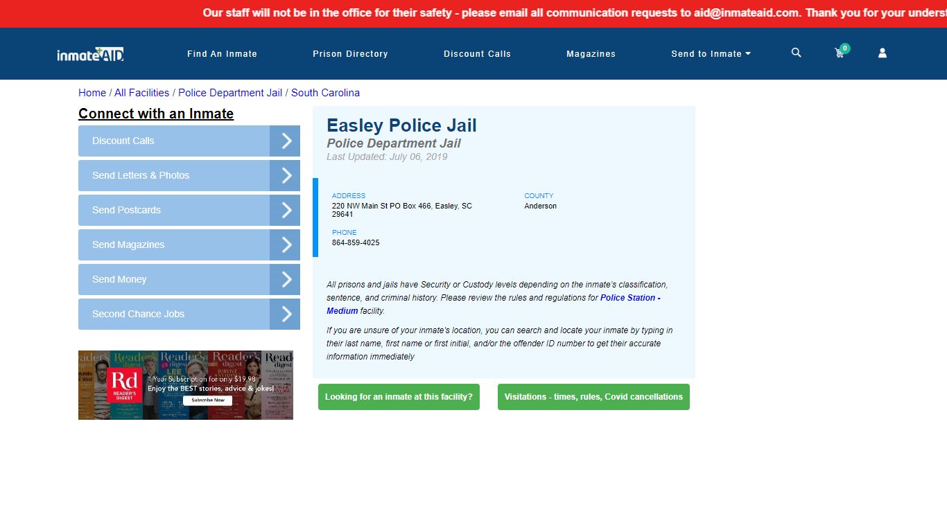 Easley Police Jail & Inmate Search - Easley, SC